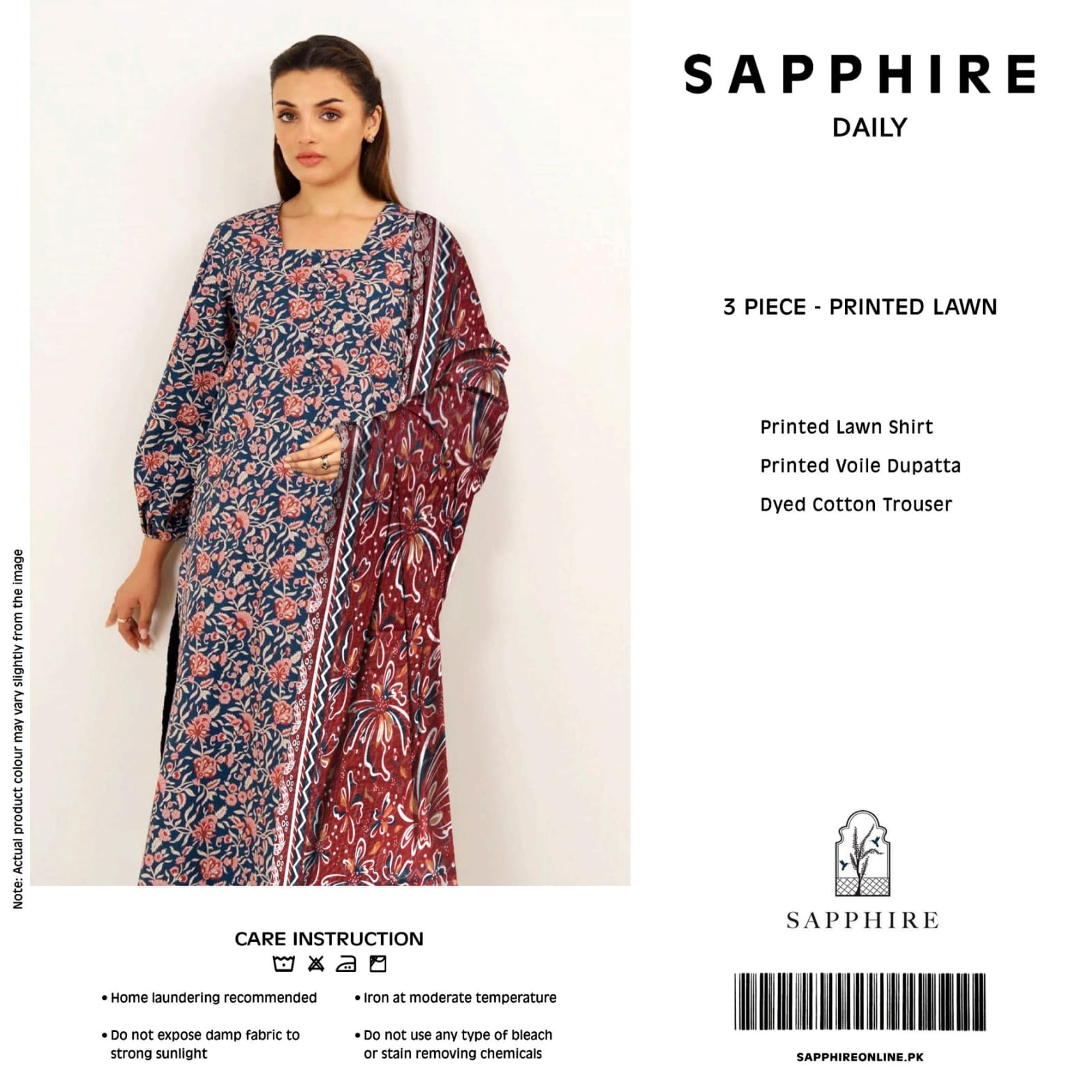 SAPPHIRE 3PC PRINTED LWAN (B.A.F)