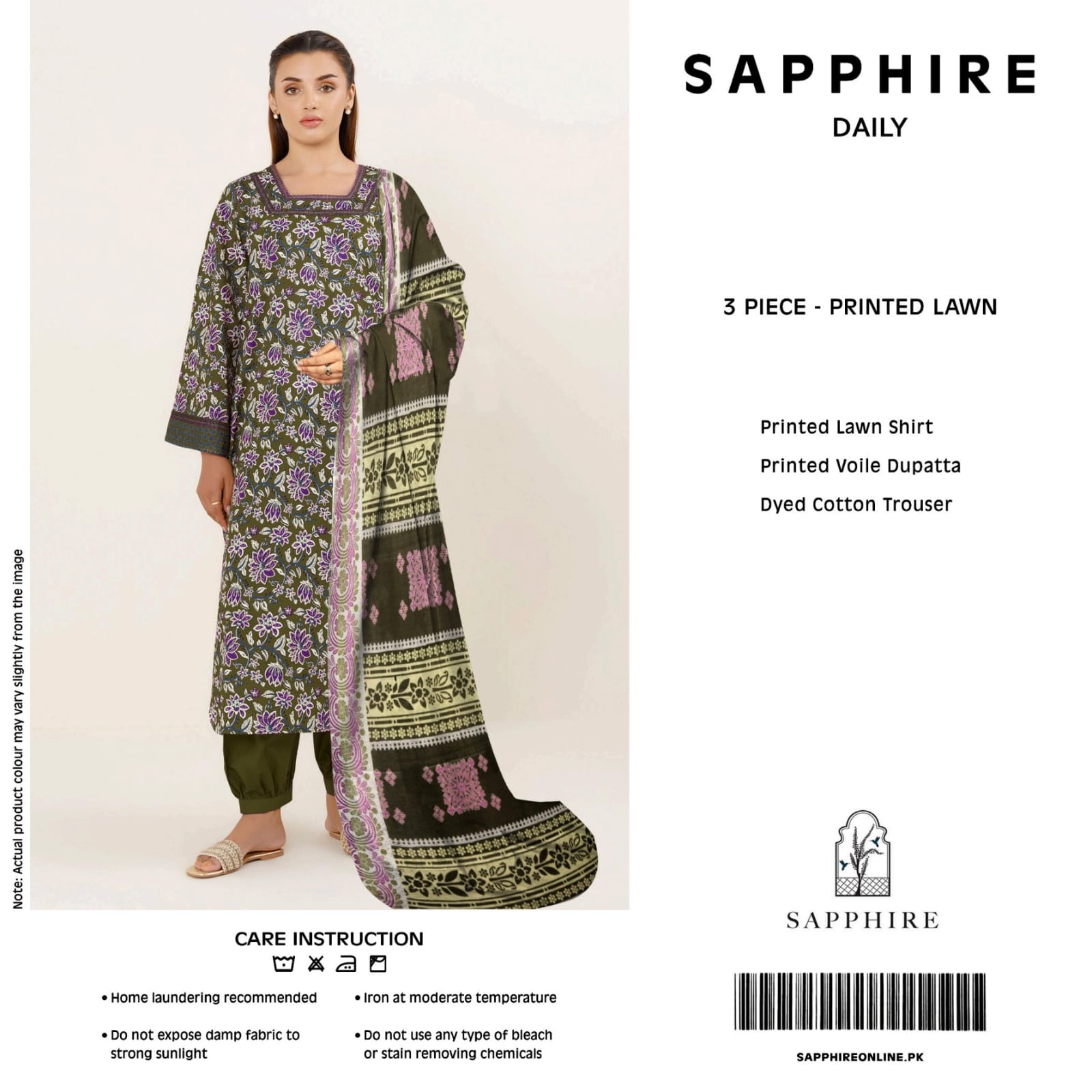 SAPPHIRE 3PC PRINTED LWAN (B.A.F)