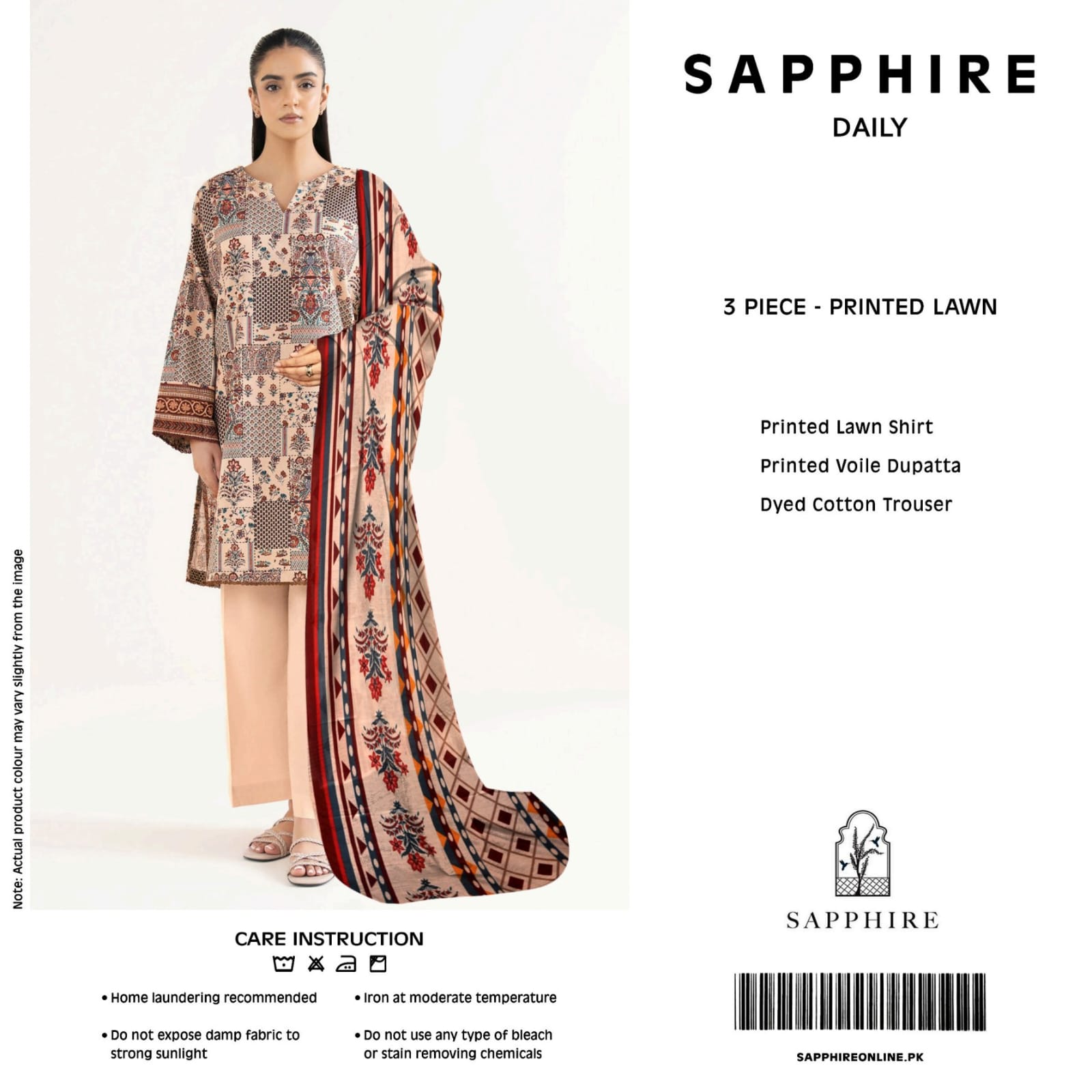 SAPPHIRE 3PC PRINTED LWAN (B.A.F)