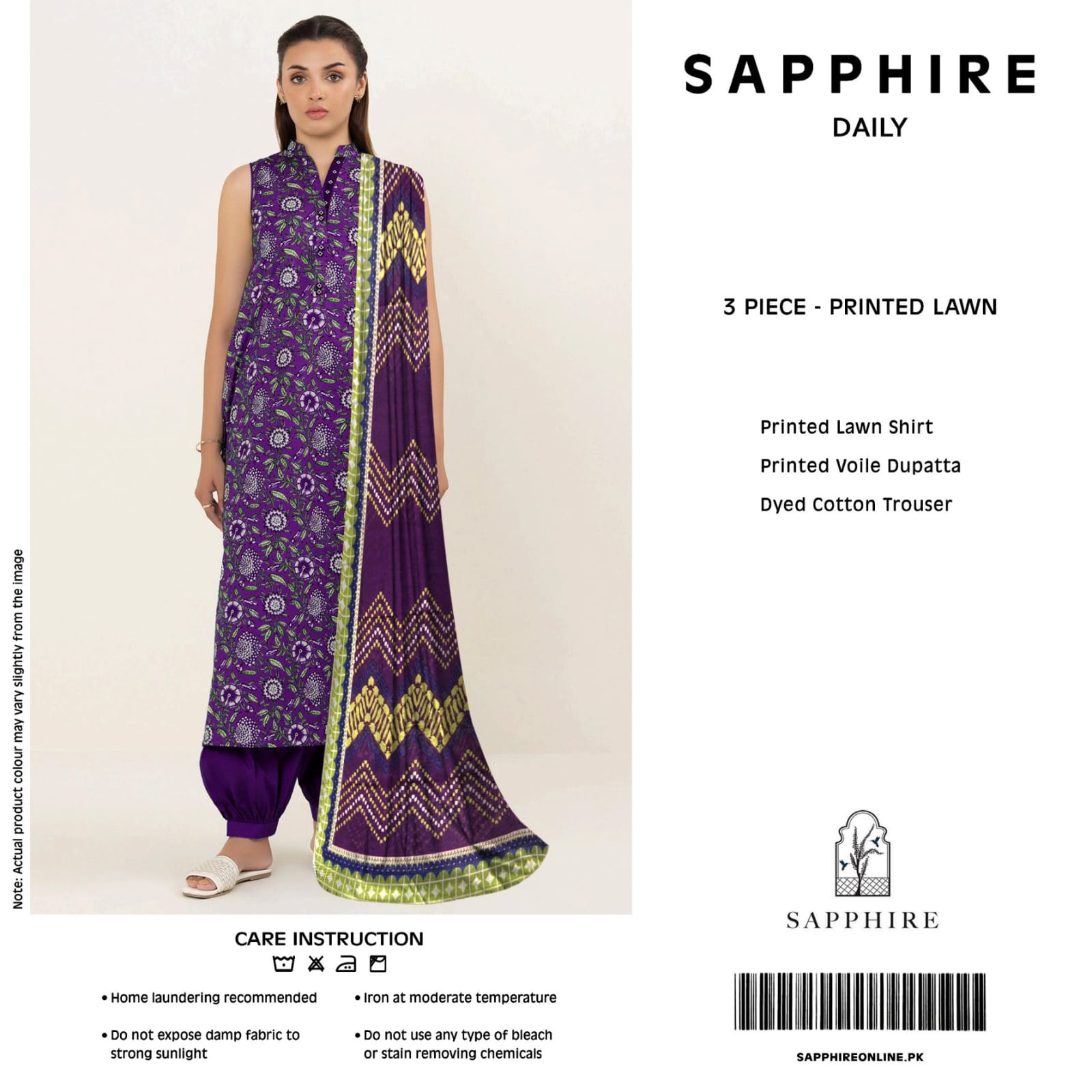 SAPPHIRE 3PC PRINTED LWAN (B.A.F)
