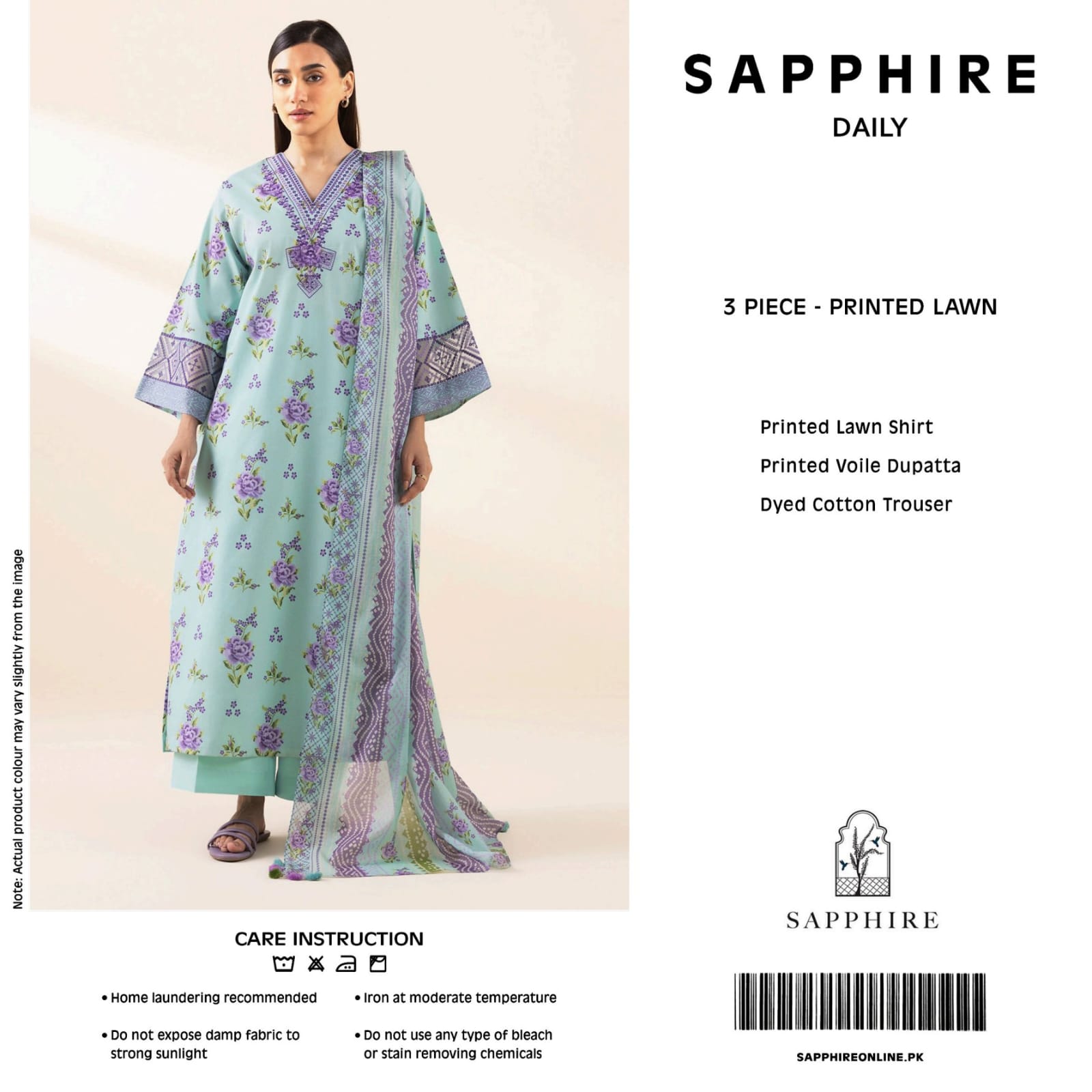 SAPPHIRE 3PC PRINTED LWAN (B.A.F)