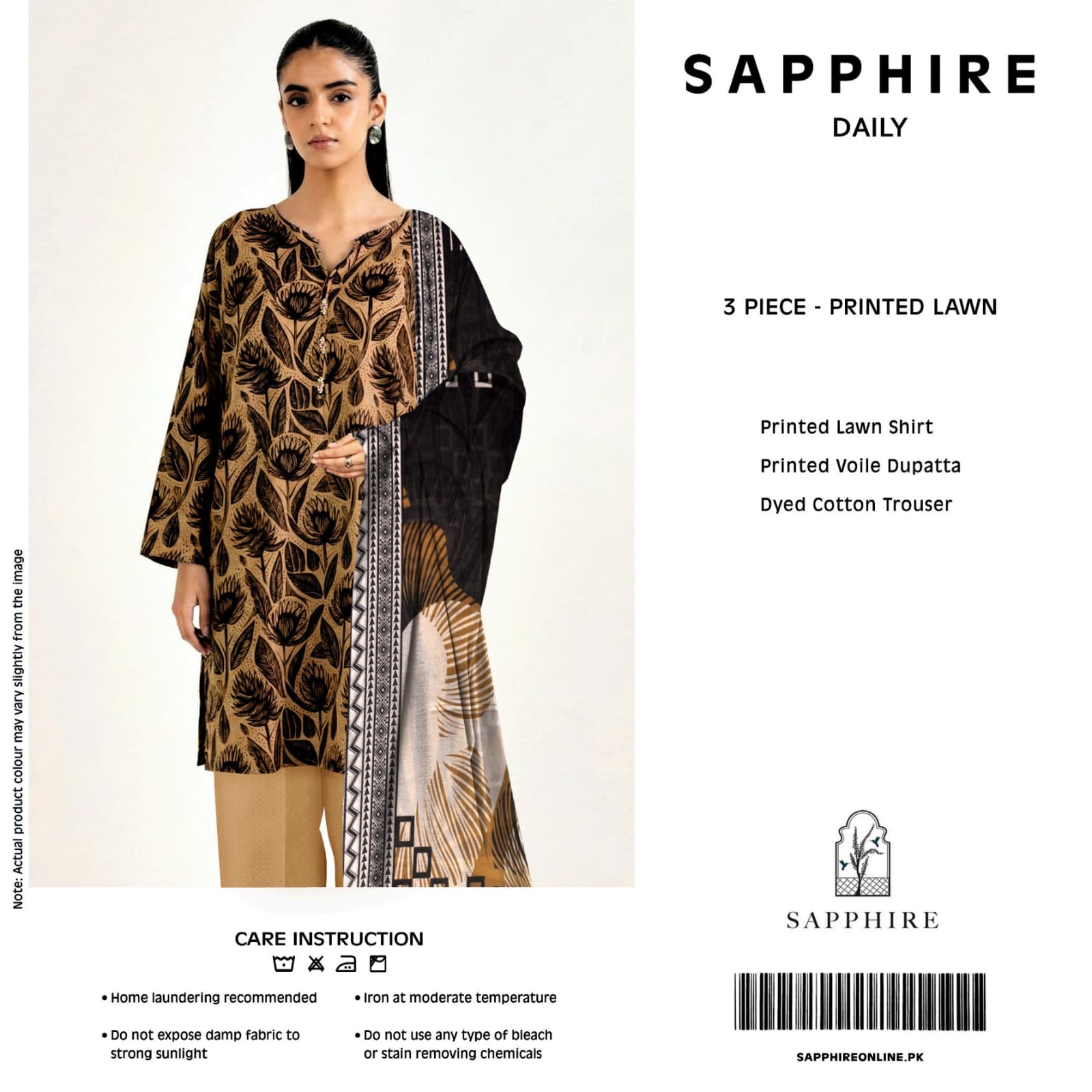 SAPPHIRE 3PC PRINTED LWAN (B.A.F)